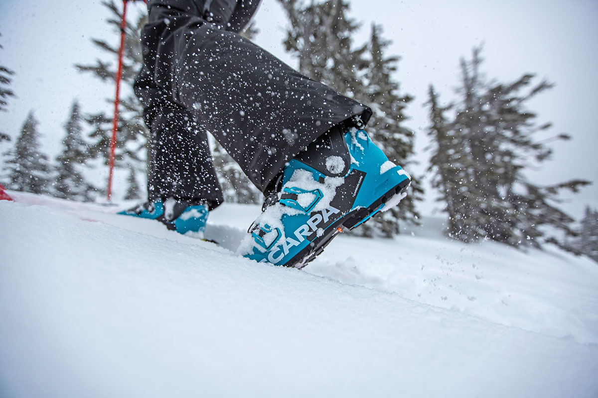 ​Scarpa 4-Quattro XT ski boot (skinning in deep snow)